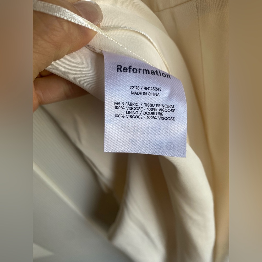NEW Reformation Alfred Tie-Shoulder Wide-Leg Jumpsuit in Ivory Size 4 - Picture 11 of 12